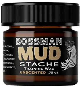 Bossman MUDstache - Mustache Wax That Lasts 24hrs – Unscented and No Tint - Tame Train and Style – Superior Hold