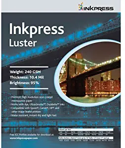 Inkpress Luster, Single Sided Inkjet Paper, 240gsm, 10.4 mil., 8.5x11", 30 Sheets