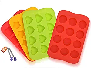 Premium Silicone Candy Molds & Ice Cube Trays by Naranqa| Nonstick FDA Approved Silicone BPA FREE | Chocolate, Candy, Gummy, Jelly, Ice Cube and More with Free Gift | Hearts, Stars, Square,Round Shape