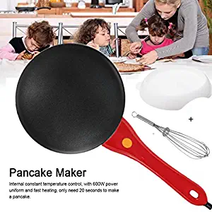 Portable Electric Crepe Maker Cordless, Crepe Pan 8 Inch Maker Griddle Crepe Pan with Non-Stick Coating for Crepes, Blintzes, Pancakes, Bacon, Tortillas - Free Gift Batter Pot & Egg Beater Yoruii