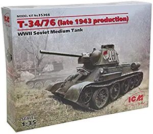 ICM 1/35 Russian T-34/76 (late 1943 production), WWII Soviet Medium Tank (100% new molds) # 35366