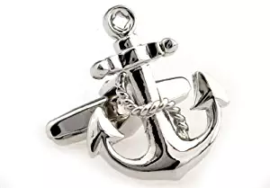 MRCUFF Presentation Gift Box Anchor USN Navy Pair Cufflinks & Polishing Cloth