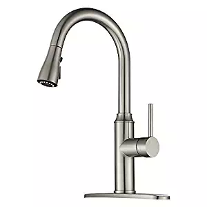 Kitchen faucet pull down-Arofa A01LY commercial modern single hole single handle high arc stainless steel brushed nickel kitchen sink faucets with pull out sprayer