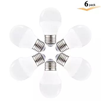 Brightness 4W A15 LED Light Bulb, Daylight White 5000K,E26 Medium Base,40W Halogen Equivalent,Non-Dimmable A15 Appliance Bulb, Great for Fridge,Refrigerators,Freezer Ceiling Home Lighting-6 Packs