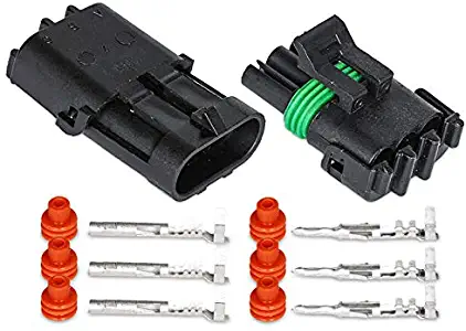 HIFROM (12 Kit of 3 Pin Way Waterproof Electrical Connector 1.5mm Series Terminals Heat Shrink Quick Locking Wire Harness Sockets 20-14 AWG