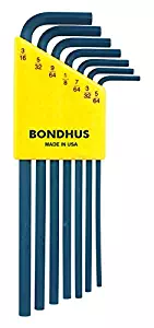 Bondhus 12145 Set of 7 Hex L-wrenches, Long Length, sizes 5/64-3/16-Inch