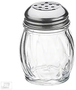 Royal Industries Swirl Shaker, Plastic Base & Stainless Steel Perforated Lid, 6 oz, Clear, 12 Piece, Commercial Grade