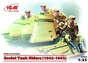 ICM 1/35 Scale Soviet Tank Riders (1943-1945) (4 Figures) - Plastic Figure Model Building Kit #35640