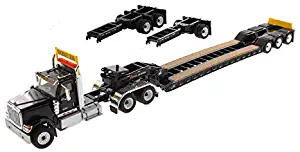 Diecast Masters International HX520 Tandem Tractor Black with XL 120 Lowboy Trailer 1/50 Diecast Model