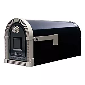 Gibraltar Mailboxes BM16BSN1 Brunswick Rural Mailbox, Large, Black and Satin Nickel