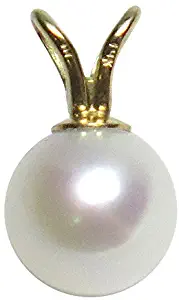 14K Gold White Freshwater Cultured Pearl Pendant - AAA+ Quality