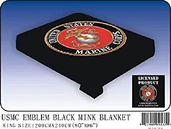 Black USMC Marines Marine Corps Flag King/Queen Mink Throw Blanket (80" x 96