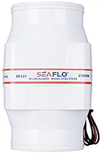 SEAFLO 4" In-Line Marine Bilge Air Blower 12V 270 CFM Quiet Boat White