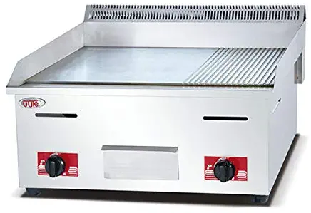 Commercial Stainless Steel Gas Griddle Flat/Grooved Combo