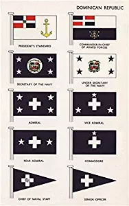 Dominican Republic Flags President's Standard C-in-C Navy Secretary Admiral - 1958 - Old Print - Antique Print - Vintage Print - Printed Prints of Dominican Republic