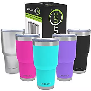 CHILLOUT LIFE 30 oz Stainless Steel Tumbler with Lid & Gift Box | Double Wall Vacuum Insulated Large Travel Coffee Mug with Splash Proof Lid for Hot & Cold Drinks - Powder Coated Tumbler