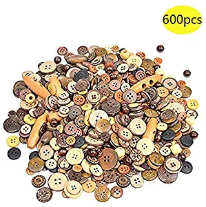 500-600 PCS Mixed Size Color Shapes Buttons Lot for Crafts Sewing Decorations, 2 Holes and 4 Holes