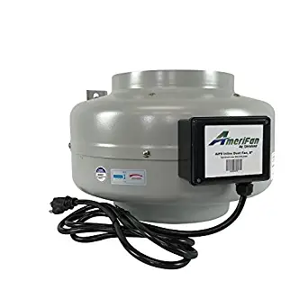 AmeriFan AIF8 Duct Booster Exhaust, for Growing, Hydroponics, Heating, Cooling, Venting, HVAC, Steel, 120V Supply Voltage