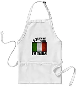 PotteLove I'm Not Yelling, I'm Italian Funny Italy Pride Adult Apron, Adjustable Apron with Two Pockets, 31.5x27.6 Inch