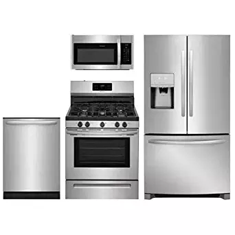 4-Piece Stainless Steel Kitchen Package With FFHB2750TS 30"" French Door Refrigerator FFGF3054TS 30"" Gas Freestanding Range FFMV1645TS 30"" Over-the-Range Microwave FFID2426TS 24"" Built In Dishwasher