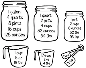 Measuring Cups Conversion Baking Vinyl Wall Art Decal Sticker