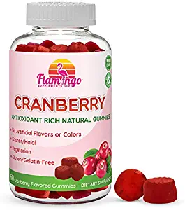 Flamingo Supplements – Cranberry Gummy Supplement for Women, Men, and Kids. Vegetarian, No Gluten, Gelatin or GMO. Kosher and Halal. 60 Count