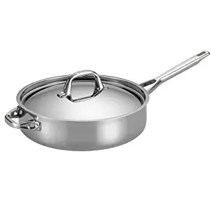 Anolon Tri-Ply Clad Stainless Steel 5-Quart Covered Sauté with Helper Handle