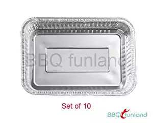 BBQ funland 8.5" X 6" Aluminum Drip Pans, Set of 10