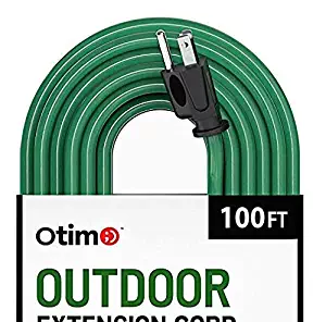 Otimo 100 ft 16/3 Outdoor Heavy Duty Extension Cord - 3 Prong Extension Cord, Green