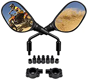 Motobiker ATV and Motorcycle Rear View Mirrors -360 Degrees Ball-Type Adjustment-with 8mm 10mm Threaded Bolt, 7/8" Handle Bar Mount Clamp for Polaris, Honda,Yamaha, Kawasaki, Suzuki, Snowmobile