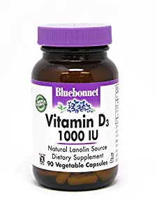 Bluebonnet Vitamin D3 1000 IU Vegetable Capsules, 90 Count