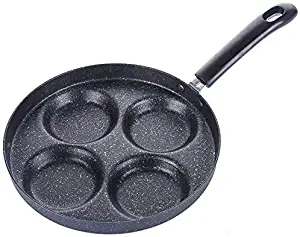 Egg Frying Pan, 4-Cups Non Stick Aluminium Alloy Fried Egg Cooker, Fried & Poached Egg Burger Steak Pan, Breakfast Skillet Cooker for Home Kitchen Cooking Tool(24cm,Black)