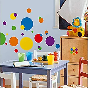 BUCKOO Polka Dots Wall Decals(132 Decals) Easy to Peel&Stick Polka Dots Wall Decals Safe on Walls Paint Removable Primary Colors Vinyl Polka Dot Decor Round Wall Stickers for Nursery Room (Multicolor)