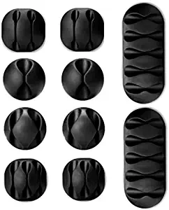 10pcs Black Cable Clips, Cable Holder, Wire Holder Adhesive Desktop Cable Management for Home, Office