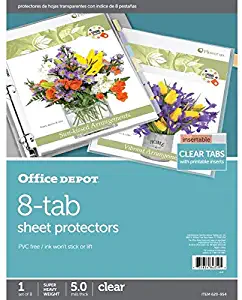 Office Depot Tabbed Sheet Protectors, 8-Tab, Clear, 620954