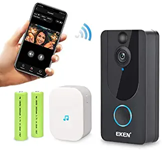 EKEN Smart Wireless WiFi Video Doorbell 1080p Cloud Storage Security Camera with PIR Motion Detection Night Vision Two-Way Talk and Real-time Video (Black)