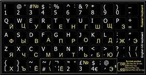 4Keyboard Russian-English Black BACKGROUBD Keyboard Stickers Non Transparent for Computers LAPTOPS Desktop Keyboards